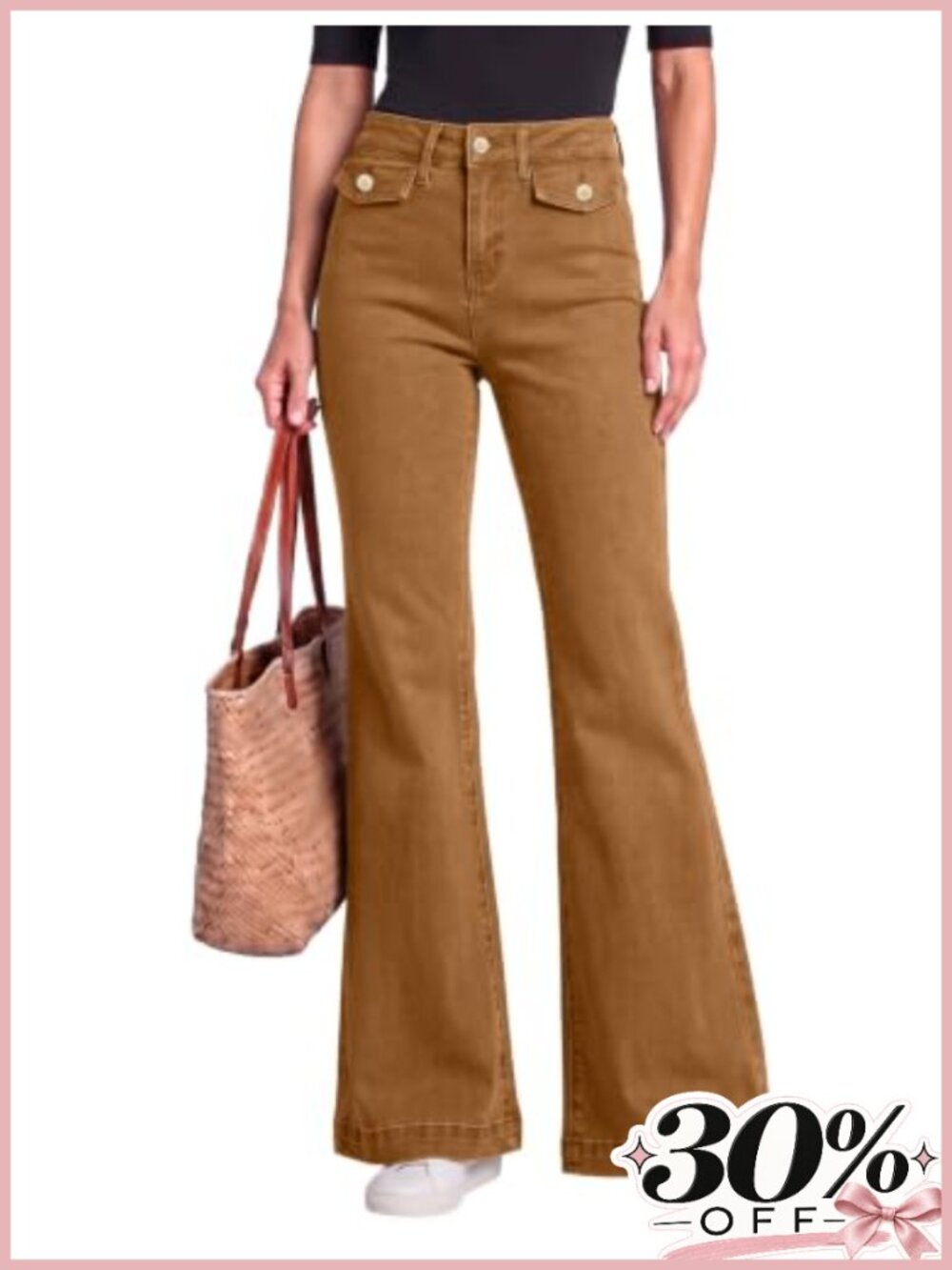 High Waisted Flare Jeans Womens Stretch Denim Bell Bottom Pants Cotton Blend